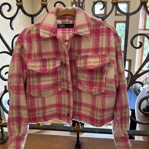 Zara hot pink flannel jacket